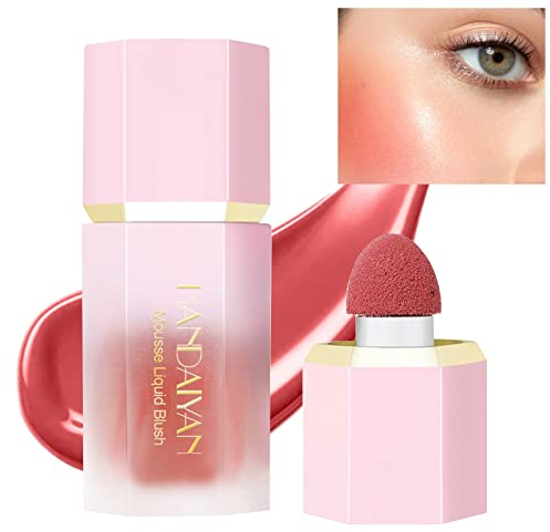 Liquid Blush Face Blusher Rouge Natural Smooth Blusher Pigment Long Lasting Creamy Soft Cheek Multi-purpose Stick Makeup With Cushion Cosmetics Liquid Facial Blush(Coral)