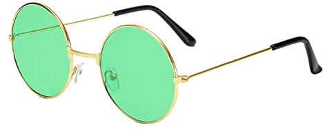 Fulenyi 70er Sonnenbrille - Mode Retro Hippie Brille im 60er Style - Runde Sonnenbrille für Herren, Damen und Unisex, Vintage-Design, Partygeschenke