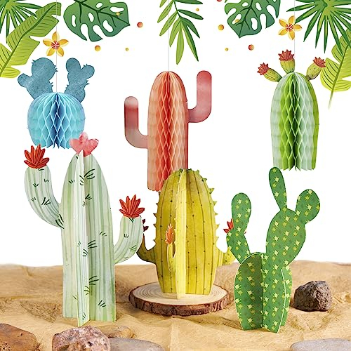 SUNBEAUTY 6 pezzi cactus decorazione cactus a nido d'ape verde decorazione festa matrimonio compleanno tavolo messico