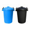 Set of 2 - 50Litre Sky Blue & Black Heavy Duty Plastic Clip Lock Lid Bin Indoor or Outdoor Rubbish, Trash Can, Dustbin Waste or Storage of Animal Feed, Colourful Bins - Made in U.K. (Black & Sky Blue)