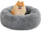 PETEPELA Hundebett Plüsch weich warm Donut Haustierbett für Hund Flauschiges kuscheliges Schlafbett Multi-Size-Haustier Sofa für klein-mittelgroße Hunde maschinenwaschbar Grau M