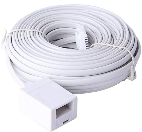 ERHUO 25m BT to BT Extension 4 wire Flat Home Telephone Phone Cable Lead Cable Extension Cable for BT UK Landline Phone Cord Home & Office Fax (25m)