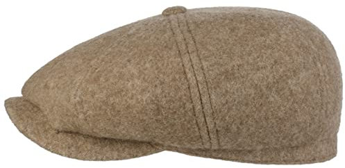 Stetson Hatteras Doubleface Flatcap Melierte Mütze Winter aus Wolle Kappe mit Baumwollfutter Made in EU Herren Herbst Winter beige XXL (62-63 cm)