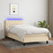 Festnight Polsterbett 90 x 200 cm Bett mit Matratze und LED Bett Komplett Polsterbett mit LED Boxspringbett Bett mit Lattenrost und Matratze Creme-Knopfheftung Design 90 x 200 cm