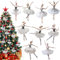 Suzile 36-teiliges Weihnachtsschmuck-Set aus Holz, Ballerina-Nussknacker-Dekorationen mit 30 cm Seilen für Weihnachtsbaum, dekorative hängende Ornamente