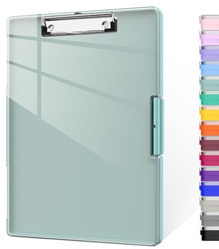 Piasoenc Klemmbrett mit Aufbewahrung, Klemmbretter mit 2 Aufbewahrungsboxen und A4-Papierordner, klare, trocken abwischbare Oberfläche, strapazierfähiger Kunststoff, Folio & seitliche Öffnung.
