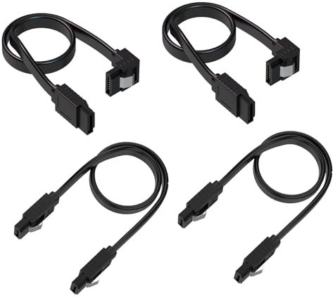 qintxgrtysen Cable SATA III, paquete de 4 cables SATA III de 6 Gbps rectos HDD SDD cable de datos con pestillo de bloqueo de 18 pulgadas compatible con disco duro SATA