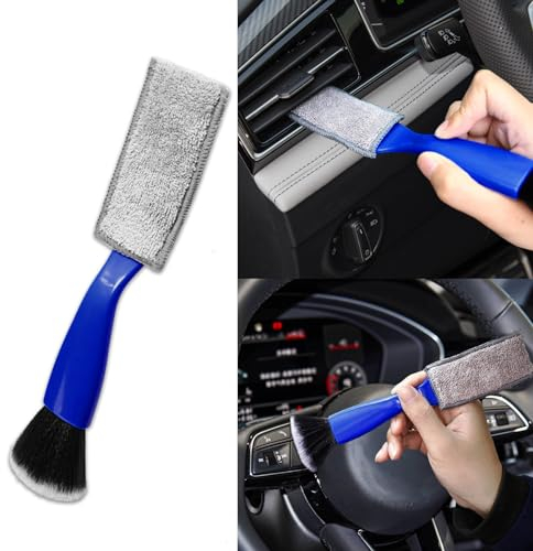 deemars Doppelkopf-Bürste für Auto reinigen, Auto-Staubbürste, 2 in 1 Car Duster für die Innenraumreinigung, Accessori Interni Auto Soft Innenraumbürste für die meisten Auto (Blau)