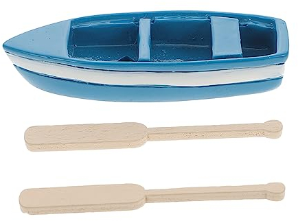 OFFSCH Miniatur Boot Modell mit Ruder Harzfigur für Mikrolandschaften Dekoration im Strand und Meeresthema Deko für Bonsai Sandkasten und Garten
