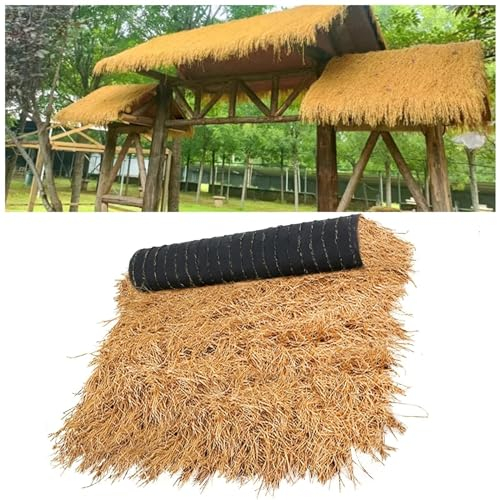 Couverture de toit de patio en chaume artificiel de 3,28 à 6,56 pieds de large, rouleaux de chaume de paille imperméables, chaume de simulation for pare-soleil de tonnelle Tiki Bar Hut décor de jardin