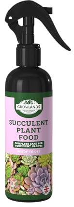 Growlands Succulent Food - 300 ml - Organic Indoor Plant Liquid Spray Fertilizer - Designed for Houseplants - Ready to Use Mist Spray - Promotes Growth and Health