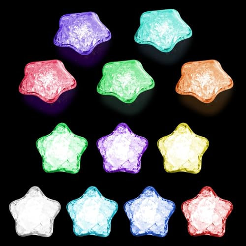 HENGBIRD Juguete Baño para Bebés,12 Piezas Juguetes Bañera con luz LED Colorida,Juguetes Piscina,Juguetes Ducha,Juguetes Agua Bebé,Sensor de Líquido para Niños Niñas de 1-4 Años,Estrella