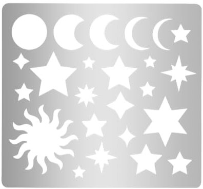 UNICRAFTALE 1 Stück Metallschablone Mond Und Sternmuster Schablonen Für Journale Malschablonen Edelstahl Holzvorlagen Schablonen Für Journale Schablonen Für Holzschnitzereien Zeichnungen Scrapbooking