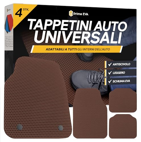 Prime EVA ® Fussmatten Auto Universal - Fußmatten Auto, Zuschneidbare Auto Fußmatten, Hochwertigere Automatten als Gummimatten Auto, Gummi Fussmatten Auto, Gummifußmatten Auto, Auto Teppiche, Braun