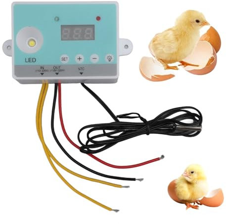 CYSFETENA Termostato de Control de Temperatura, Controlador automático de Temperatura de incubadora de 0 a 99,9 ℃ con Pantalla HD, Controlador de incubadora de Alta precisión para
