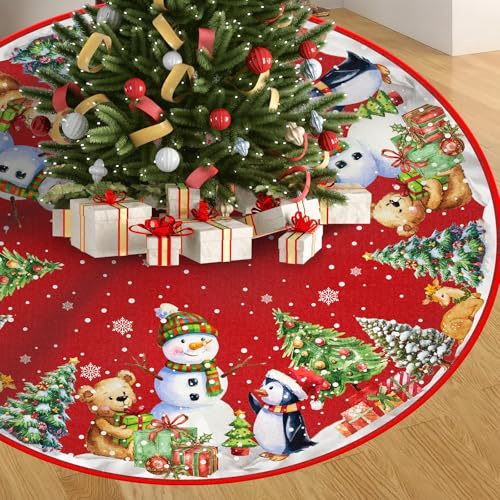 Weihnachtsbaum Rock,122cm Weihnachtsbaum Dekorationen | Schneemann Weihnachtsbaum Matte große Weihnachtsbaum Dekorationen für Weihnachten Party Indoor Outdoor Holiday Decor
