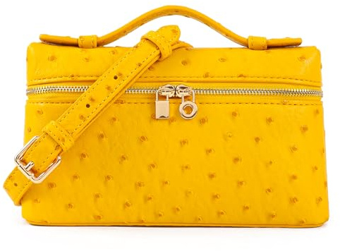 Rejolly Umhängetasche für Damen, kleine Tasche, Top-Griff, Ledertasche, Designer-Umhängetasche, ruhig, luxuriös, trendig, Gelb (goldfarbene Hardware)