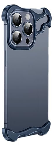 Alloy Armor Bumper Case for Iphone 16 Pro Max, 16/15/14/13/12 Series, Titanium Alloyarmor Premium Frameless Case, Minimalist Unique Case (Blue,for iphone 15 pro max)