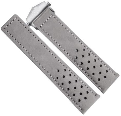 yeziu Echtes Rindslederarmband für TAG Heuer-Uhrenarmband mit Faltschließe(Gray silver,24mm)