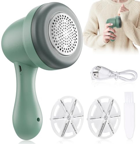 Rasoir Anti Bouloche, Rasoir Bouloche à Tissu Rechargeable par USB, Nettoyeur Portable pour Vêtements, Nettoyeur pour Pulls avec 2 Lames de Rechange en Acier Inoxydable à 6 Lames