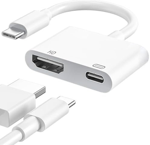 USB C to HDMI Adapter 4K@60Hz for iPhone 15 16 MacBook Pro Air Pad Pro, 100W Fast Charge, USB Type C Digital AV HDMI Cord Compatible with Samsung Galaxy S23/S22, Pixelbook, XPS and More