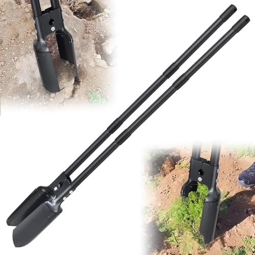 Post Hoe Digger, Heavy Duty Post Hole Digger with 140cm Handle,Dual Sharp Blades for Planting, Soil Plugging, Digging, Cultivating, Weeding, Manual Post Hole Digging Tools