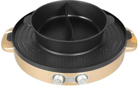 Hot Pots, Hot Pot con parrilla, 2200 W, olla caliente eléctrica, 2 en 1 Hotpot y parrilla de raclette, sin humo, elemento calefactor de acero inoxidable, fondue y barbacoa en casa, para cocinar a