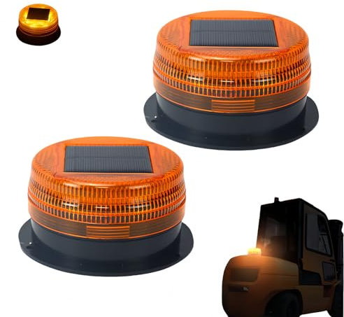 Gyrophare D'avertissement LED Ambre Gyrophare Énergie Solaire Sans Fil Rechargeable Lampe Stroboscopique LED Pour Machines Agricoles Véhicule Feux D'avertissement Lumière Stroboscopique D'urgence