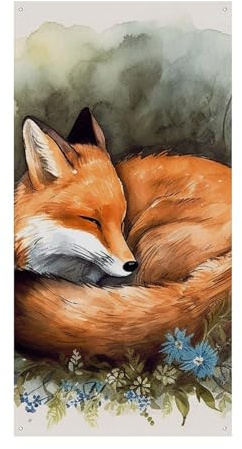 Geburtstags-Banner, mehrfarbig, Wimpelkette, Flaggen, hängende Dekoration, schlafender Fuchs, Feier, Jahrestag, Taufe, Türvorhang