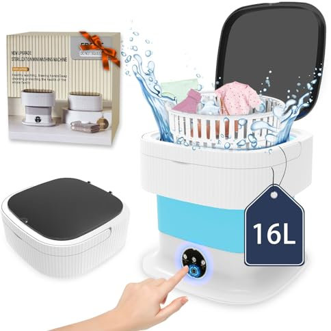 Lavadora portátil, mini lavadora de 16 litros con 3 modos, lavadora plegable y secadora con centrifugado para viajes, calcetines, ropa de bebé (azul)