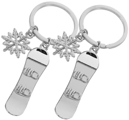 Hemobllo 2Pcs Metal Snowboard Keychain with Snowflake Pendant Detailed Skiing Keyring for Snowboard Enthusiasts Compact and Convenient Accessory for Bags Pockets