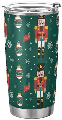 Sevdomey Nutcracker Soldiers Insulated Tumbler 20oz, Vacuum Stainless Steel Travel Mug with Lid & Straw, Hot/Cold Reusable Cup, BPA Free