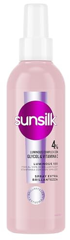 Sunsilk, Spray Extra Brillantezza Luminous 100, Spray Capelli, 4% Luminous Complex con Glycol&Vitamina C, Fino al 100% più Brillanti*, Sigilla Cuticole, Luminosità Effetto Specchio, 200ml