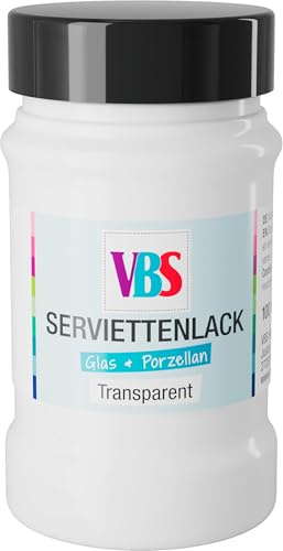 VBS Serviettenlack Glas Porzellan 100ml für Glas Porzellan Servietten Lichtecht Wasserbasis Wasserfest Geruchsneutral