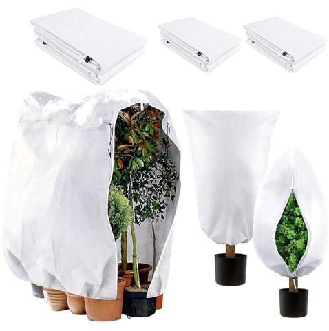 INSANYJ Winterschutz Pflanzen AußEn, 3 Stück 70g/m² Pflanzenschutz Winter mit Reißverschluss Zugband, Überwinterungszelt für Pflanzen Groß Palmen, Olivenbaum, Reißfest, Wiederverwendbar