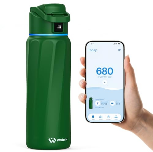 WaterH Boost Smart Water Bottle Tracker with Reminder to Drink Water, 946ml | Double Wall Vacuum Insulated Stainless Steel, BPA-Free, Leakproof, Wide Mouth for Office, Back to School Supplies