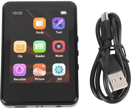 Ouitble MP3 Player Bluetooth, 2,8 Zoll Full-Touchscreen Musik Player mit Lautsprecher Videowiedergabe E-Book Schrittzähler Sprachaufzeichnung Unterstützt bis zu 128 GB (ohne)