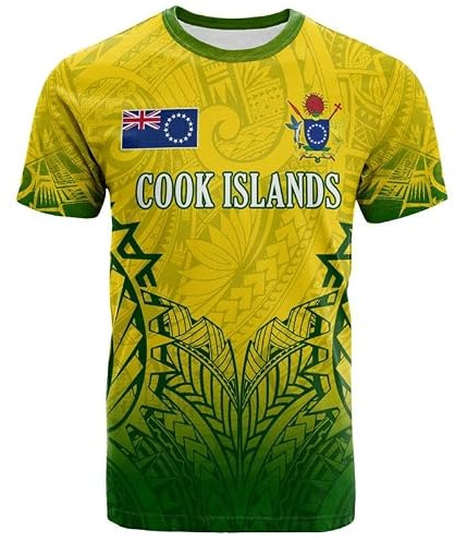 JIFENLI Herren 3D Druck T-Shirt Cook Island 3D-Druck T-Shirts Für Männer Kleidung Rundhals Kurze Ärmel Lässige Oberteile Polynesisches T-Shirt Streetwear