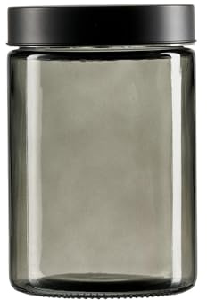 Ritzenhoff & Breker Vorratsgläser mit Edelstahl-Deckel LUMOS – 2er Set – Vorratsbehälter mit Schraubverschlussdeckel (1,2 Liter) – 11 x 11 x 17 cm – Glas – Rauchgrau