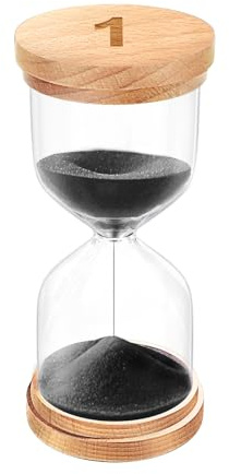 OMCCHK Sanduhr 1 Minute, Holz Sanduhr mit Schwarzemsand, Wohnzimmer, Heim Büro Deko, Vintage Sanduhren Timer für Kochzeit, Yoga, Meditation, Schreibtisch Gadgets, Geburtstagsgeschenk