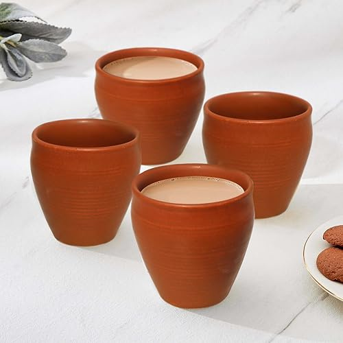 Swadeshi Desire Kullad Kaffee Tee Chai Becher Matka Quark Tassen (2er Set) / Earthen Clay / 200ml