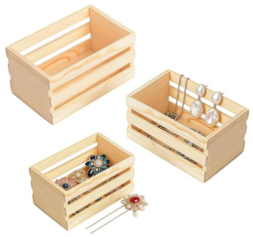 3pcs Holzkiste Klein, Weinkisten Holz, Deko Holzkisten mit 3 Größen | Wiederverwendbar Aufbewahrungskiste für Kiste Natur Diy Creative PräSentkorb Vintage Deko Holzkisten