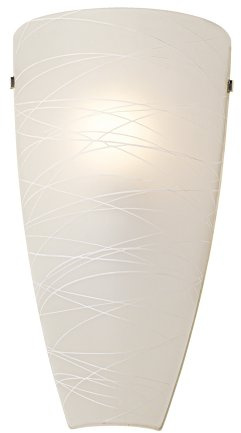 Possini Euro Design Isola Modern Wall Sconce Lighting Brushed Nickel Hardwired 13 1/4 High Fixture Frosted Art Glass White Stripe for Bedroom Bathroom Bedside House Living Room Home Hallway