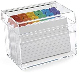 Osco Small Clear Acrylic Index Box, A to Z Divider Tabs, 100 Lined Note Cards, 5 x 3, Ruled Revision Flash Cards, Recipe Notes, Contacts Filing, Desktop Organiser, 127 x 76 mm