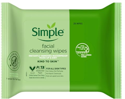 Simple Gesichtspflege Reinigungstücher KIND TO SKIN, 25 Stück (6er Pack)