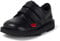 Kickers Unisex Kids Kick Lo Vel Twin Strap Black Leather School Uniform Shoes | Smart Everyday School Look | Hook & Loop Fastening, Cushioned for All-Day Wear, Black, 5 UK Child
