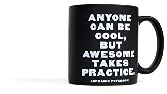 Quotable Black Ceramic Mug, 400 ml, Anyone Can Be Cool, Lorraine Peterson, Microwave and Dishwasher Safe