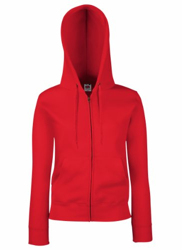 Fruit of the Loom Lady-Fit Damen Kapuzenjacke/Sweatshirt-Jacke mit Kapuze XL, Rot
