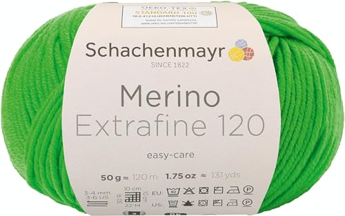 Schachenmayr Merino Extrafine 120 9807552-00170 wiesengrün Handstrickgarn, Schurwolle