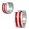 Bungsa Rote Streifen Creolen silber 7mm Enamel - 1 Paar Klappcreolen Edelstahl (Ohrringe Huggies Ohrstecker Ohrhänger Ohrschmuck Ohrklemmen Damen Frauen Herren Mode)